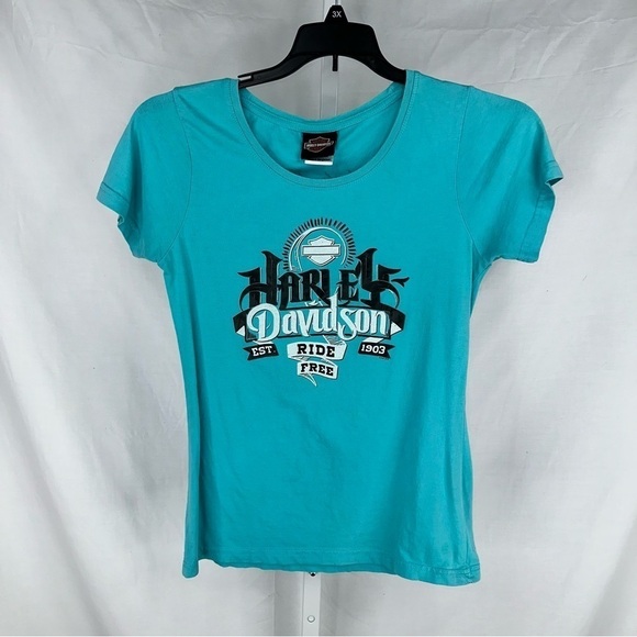Harley-Davidson Tops - Harley Davidson Women’s Blue Rattlesnake Mountain T Shirt Size M